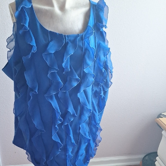 Cato Royal Blue Ruffle Blouse 22/24 Plus - Picture 7 of 9